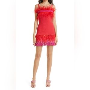 Staud Feather Trim Sleeveless Minidress